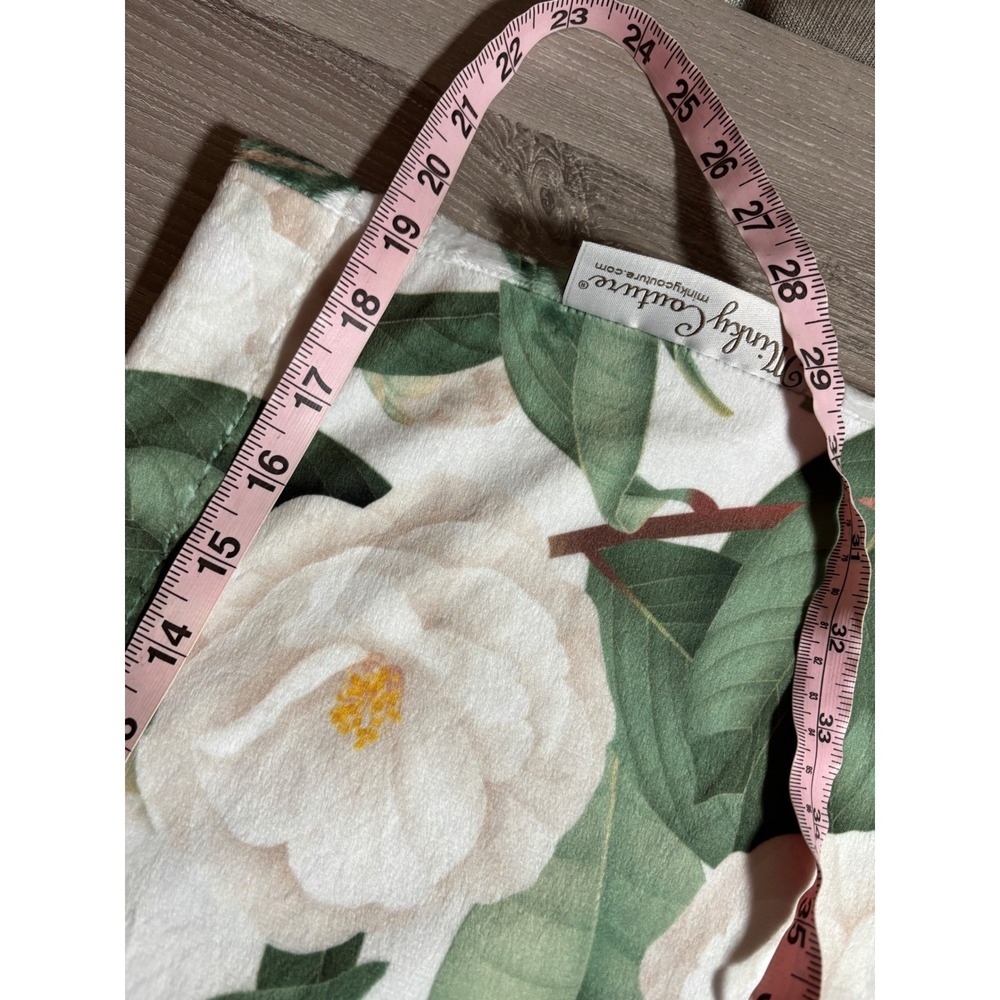 Minky Couture White Camellia Floral Plush Pillowcase Green Leaves Botanical - Picture 7 of 8